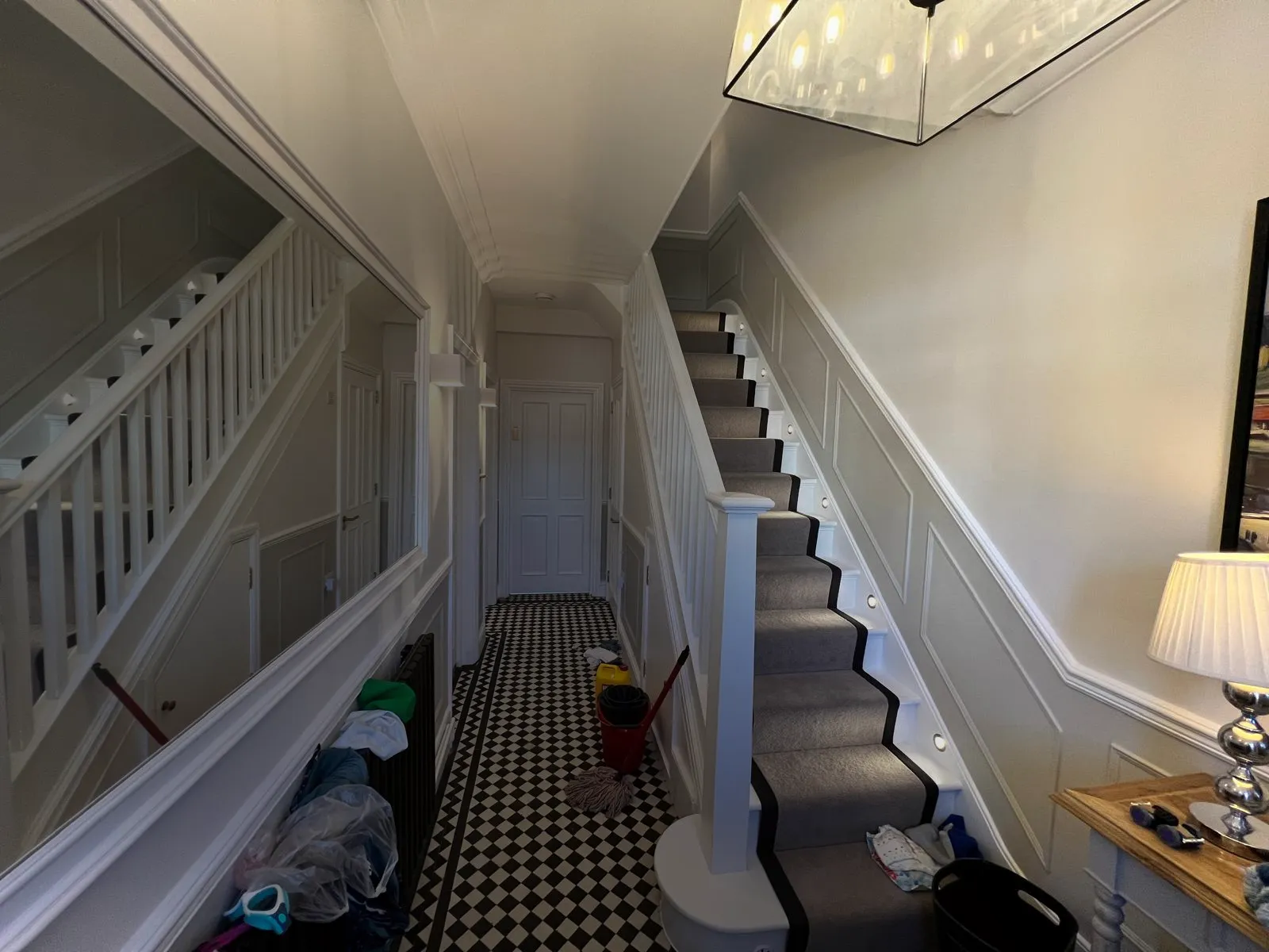 Staircase and landing connecting the levels of a home